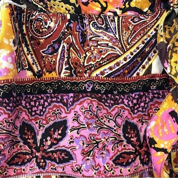 Pink Tartan silk wrap blouse in rich shades print XS - Picture 4 of 8